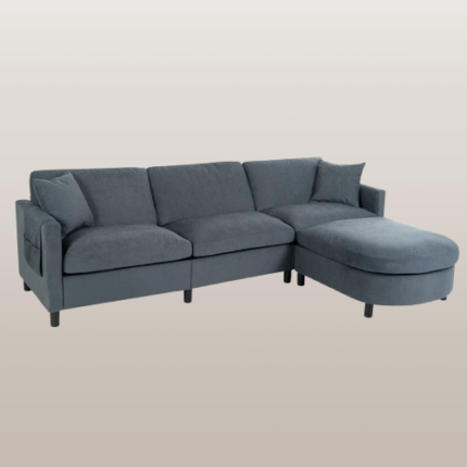Sectional Sofa with Removable Cushions and Ottoman