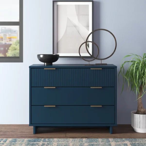 Kivona Azur 3-Drawer Dresser in Blue