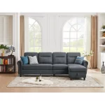 Splash 4-Seater L-Shaped Reversible Sectional Sofa with Storage Ottoman