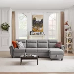 Splash 4-Seater L-Shaped Reversible Sectional Sofa with Storage Ottoman