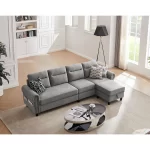 Splash 4-Seater L-Shaped Reversible Sectional Sofa with Storage Ottoman