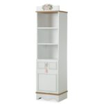 Kivona Laura 3-Shelf Bookshelf with Doorcase in White