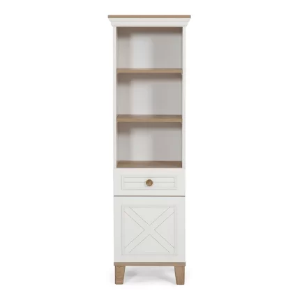 Kivona Atlas Bookcase in Ivory & Oak