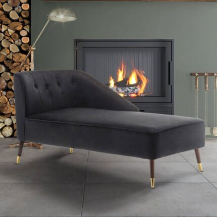 Kivona Bert Velvet Chaise Lounge