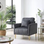 Kivona Channel Tufting Velvet Upholstered Accent Chair