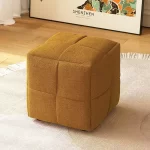 Splash Cubic Linen Pouf Ottoman in Brown