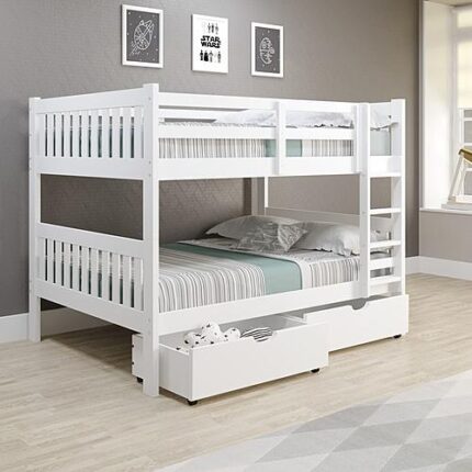 Splash Mission White Bunk Bed with Dual Underbed Drawers