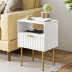 Kivona Fluted Nightstand with Gold Legs