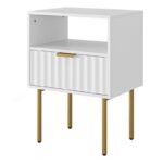 Kivona Fluted Nightstand with Gold Legs