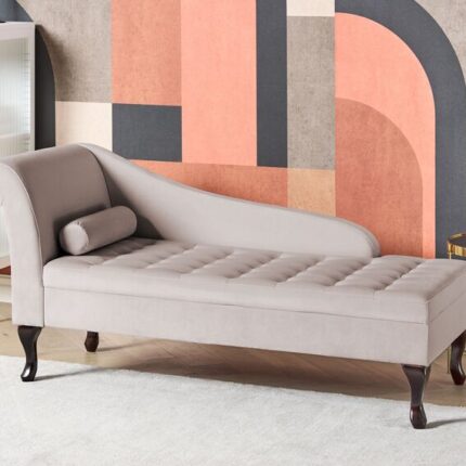 Kivona Left-Hand Velvet Chaise Lounge with Storage - Teal