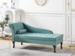 Kivona Left-Hand Velvet Chaise Lounge with Storage - Teal