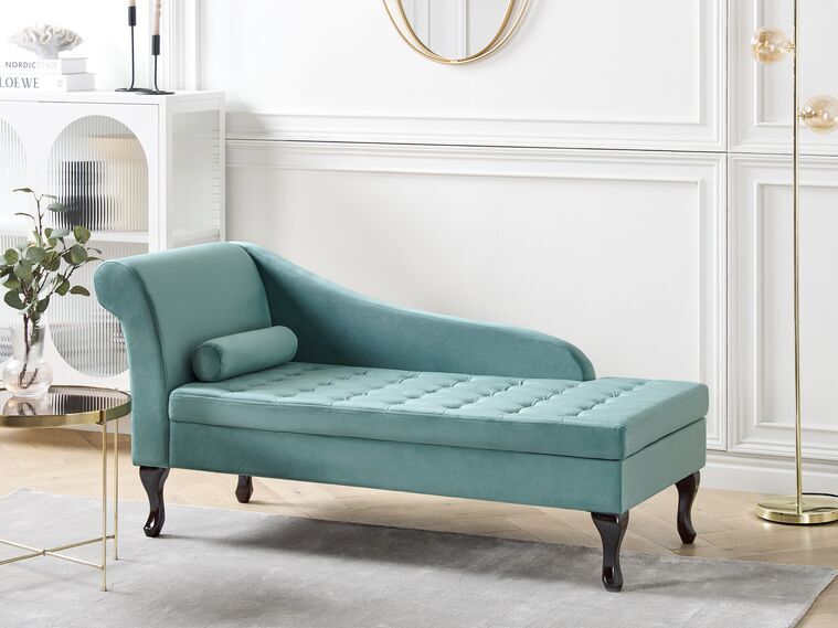 Kivona Left-Hand Velvet Chaise Lounge with Storage - Teal Kivona Left-Hand Velvet Chaise Lounge with Storage - Teal