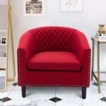 Splash Nailhead Linen Upholstered Accent Armchair