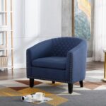 Splash Nailhead Linen Upholstered Accent Armchair