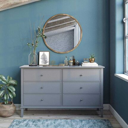 Kivona Soderville Dressing Table with 6 Drawers in Grey