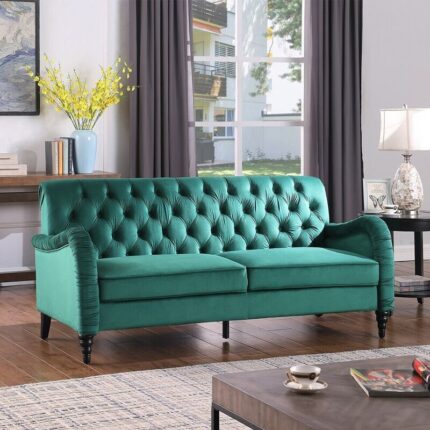 Kivona Traditional Chesterfield Button Tufted 3-Seater Couch