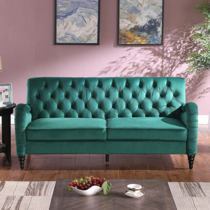 Kivona Traditional Chesterfield Button Tufted 3-Seater Couch