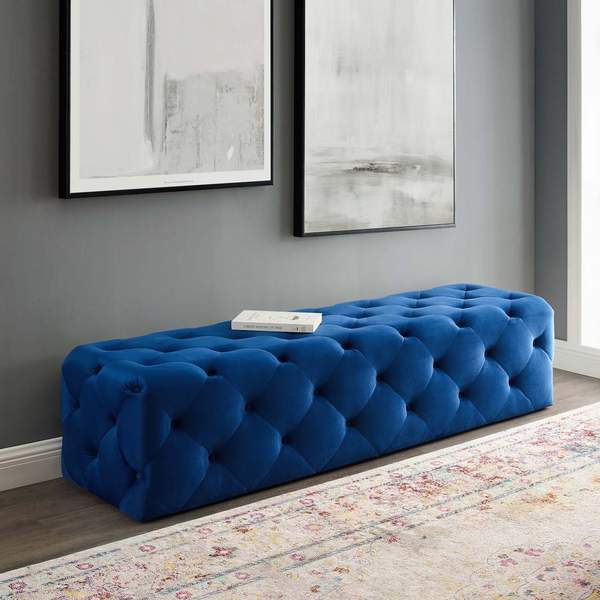 Kivona Button Tufted Velvet Ottoman Kivona Button Tufted Velvet Ottoman