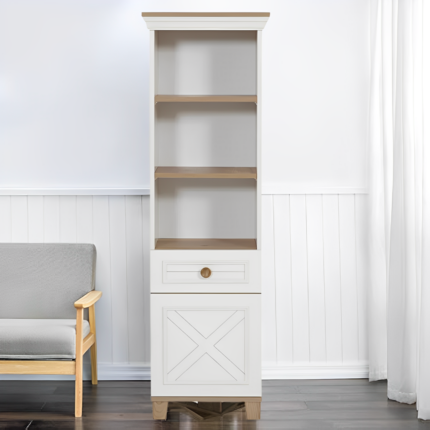 Kivona Atlas Bookcase in Ivory & Oak