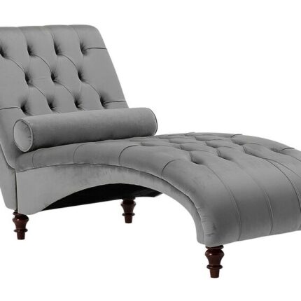 Kivona Muret Light Grey Velvet Chaise Lounge