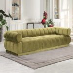 Kivona Vertical Channel Design Quebec Velvet Upholstered Sofa