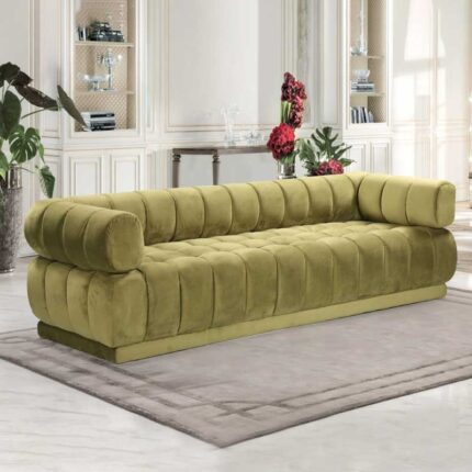 Kivona Vertical Channel Design Quebec Velvet Upholstered Sofa