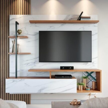 Kivona Marbled Effect Calacatta Natura TV Cabinet