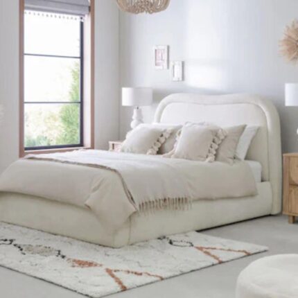 Splash Otis Boucle Luxe Ottoman Bed with Natural Oyster Upholstery and Storage