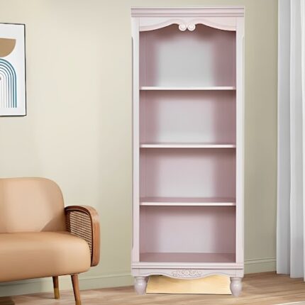 Kivona Jessica Wooden Bookcase with 4 Shelves in Lilac