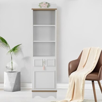 Kivona Laura 3-Shelf Bookshelf with Doorcase in White