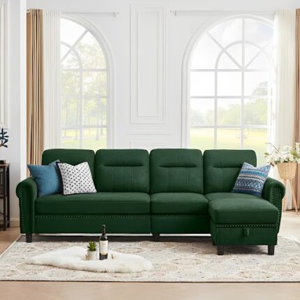 Splash 4-Seater L-Shaped Reversible Sectional Sofa with Storage Ottoman