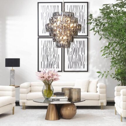 Kivona York Cream Boucle Sofa with Brushed Brass Accents