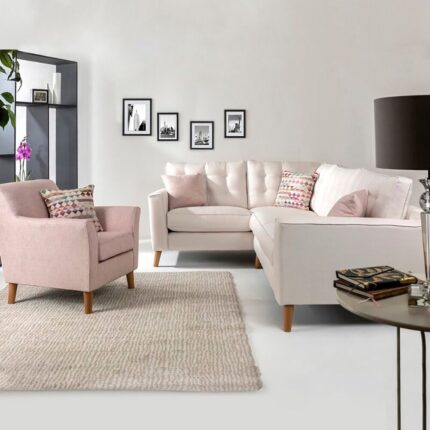 Kivona Caenada White L-Shaped Sectional Sofa