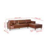 Kivona Sleek Leather Sofa with Attached Chaise