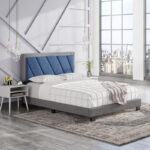 Kivona Modern Wingback Bed with Geometric Headboard