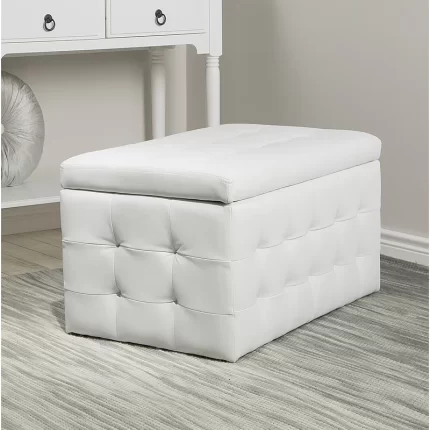 Kivona Roseleaf Faux Leather Tufted Ottoman