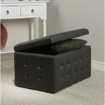 Kivona Roseleaf Faux Leather Tufted Ottoman