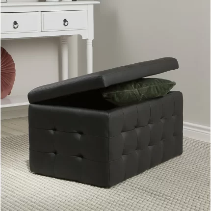 Kivona Roseleaf Faux Leather Tufted Ottoman