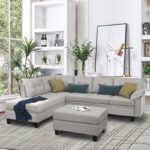 Kivona Sectional Sofa Set with Chaise and Storage Ottoman