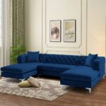 Kivona U-Shaped Sofa with Velvet Upholstery