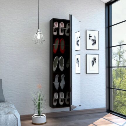 Kivona Wall Mounted Shoe Rack with Mirror