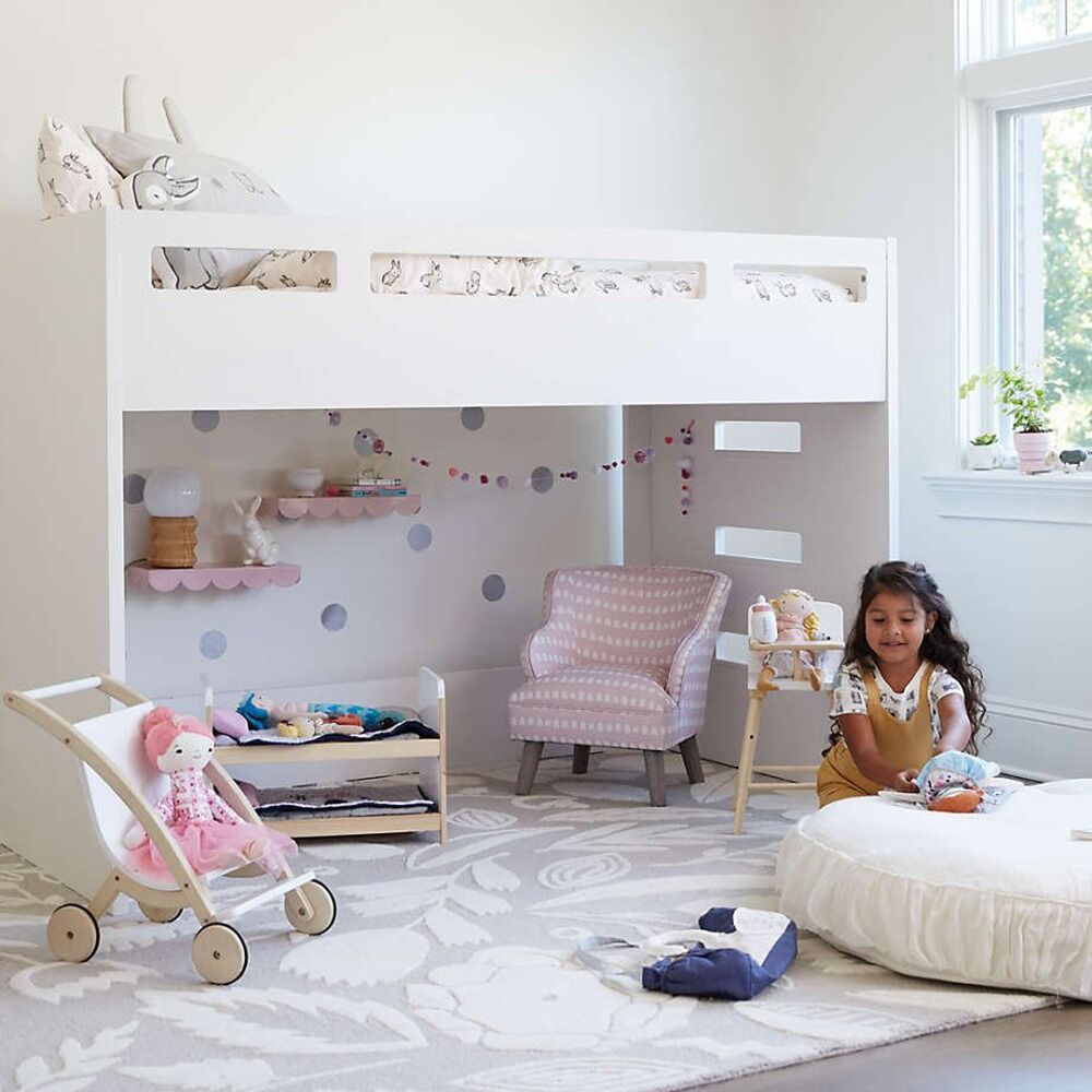 Kivona Glaze Twin Loft Bed in White with Right Ladder Kivona Glaze Twin Loft Bed in White with Right Ladder
