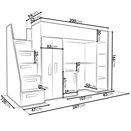 Kivona Kryspol Bunk Bed with Stairs