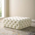 Kivona Ullervad Button-Tufted Large Square Velvet Ottoman
