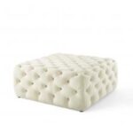 Kivona Ullervad Button-Tufted Large Square Velvet Ottoman