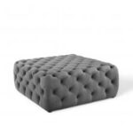 Kivona Ullervad Button-Tufted Large Square Velvet Ottoman
