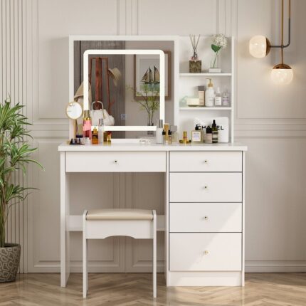 Kivona white Dressing Table with Mirror
